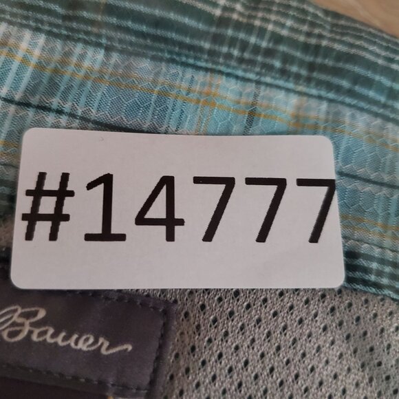 Eddie Bauer Shirt Mens Large Green Plaid Short Sleeve Button Front Nylon/Polyest - Picture 8 of 8